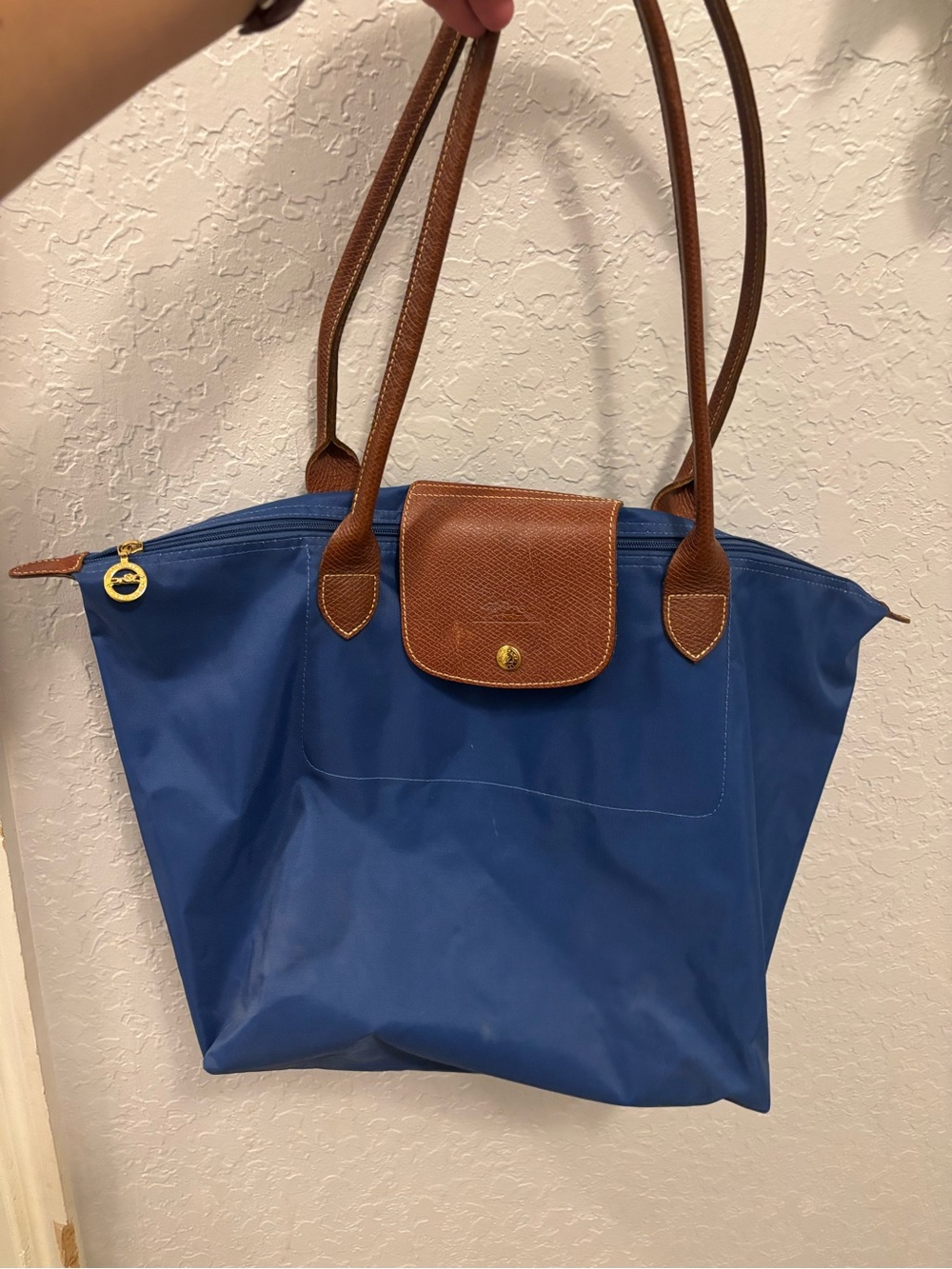 Long Champ Le Pliage large Tote Indigo Blue